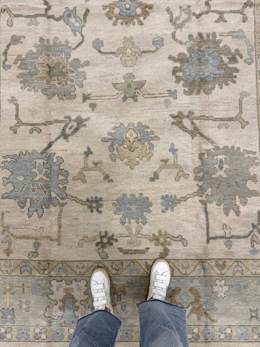 Evangeline Warm Blue & Green Oushak Rug