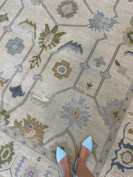 Emmaline Neutral Blue & Green Oushak Rug