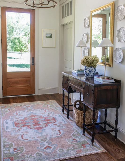 Terracotta & Rust Geometric Oushak Rug