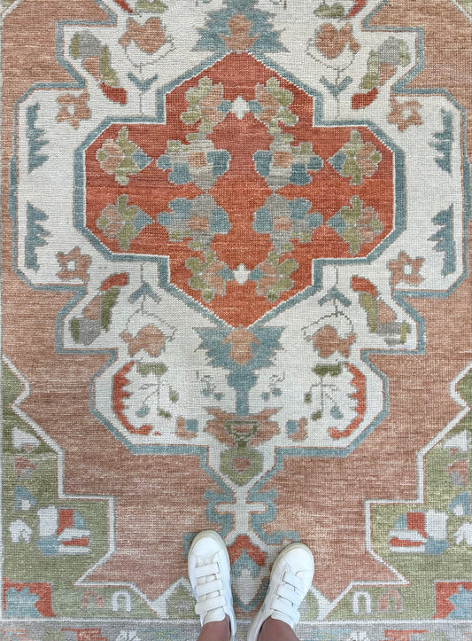 Terracotta & Rust Geometric Oushak Rug