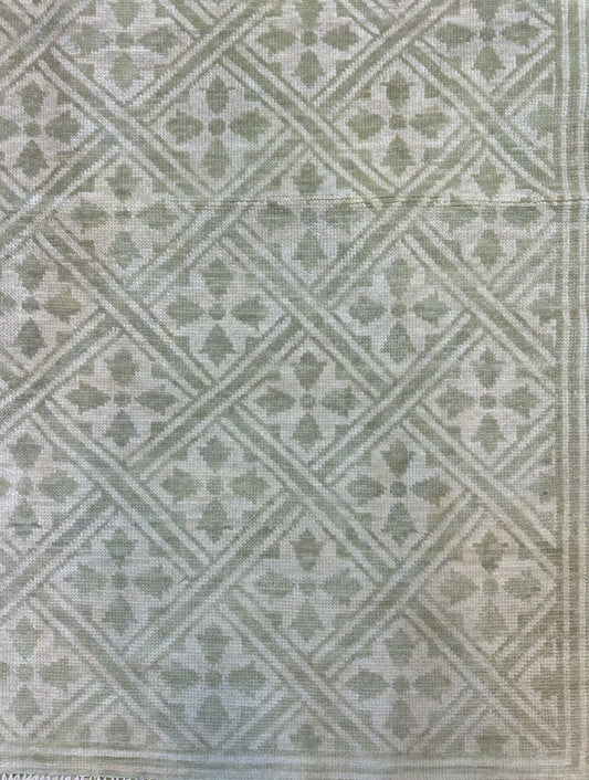 Muted Sage Green Geometric Oushak Rug