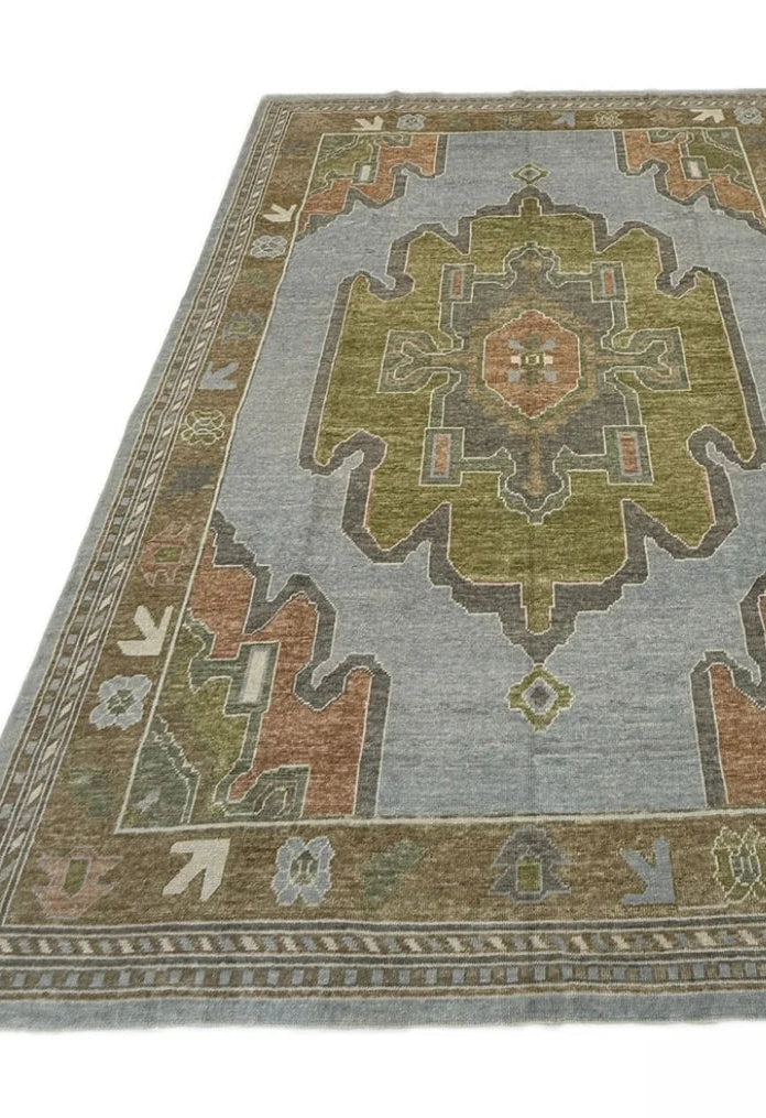 Decorative rug with geometric pattern on a white background