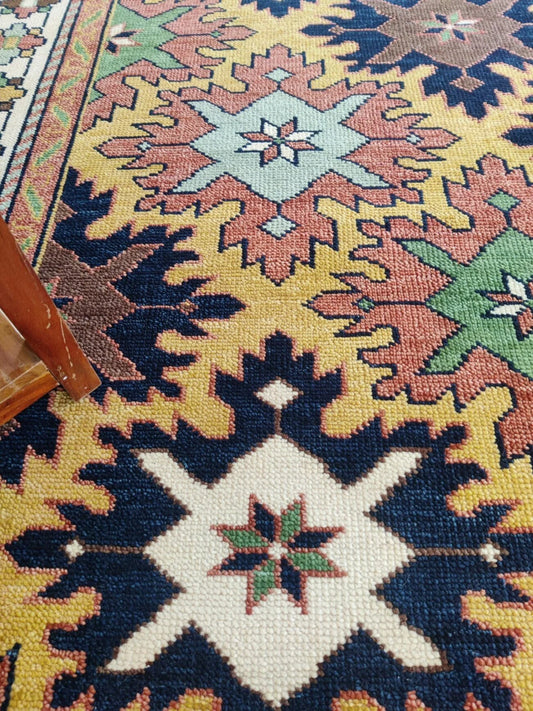 Multicolor Geometric Star Medallion Oushak Rug
