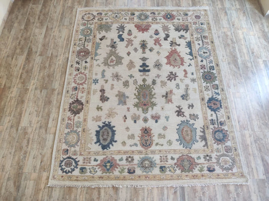 Ivory & Muted Multi-Color Tribal Oushak Rug