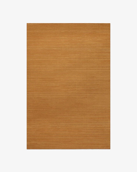 Warm Ochre Linear Texture Hand-Tufted Area Rug