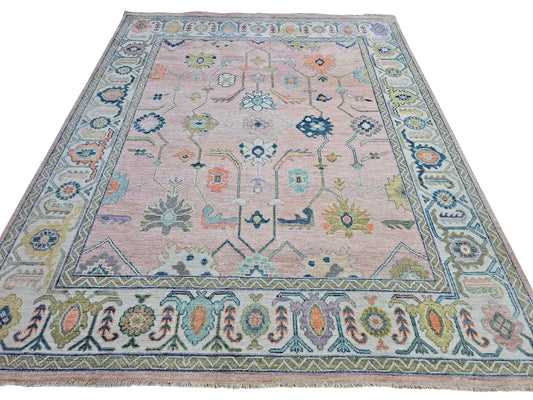 Louise Blush Pink & Pastel Floral Oushak Rug