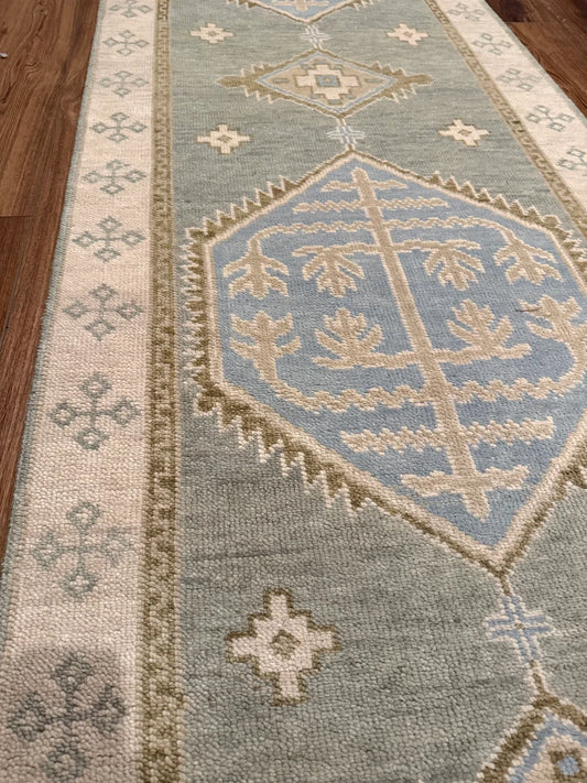 Lennon Sage Green Wool Oushak