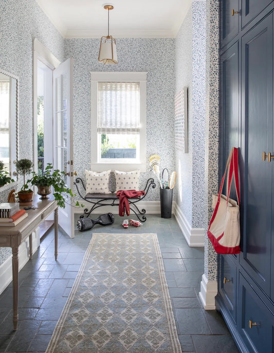Martha Blue & Green Geometric Oushak Rug
