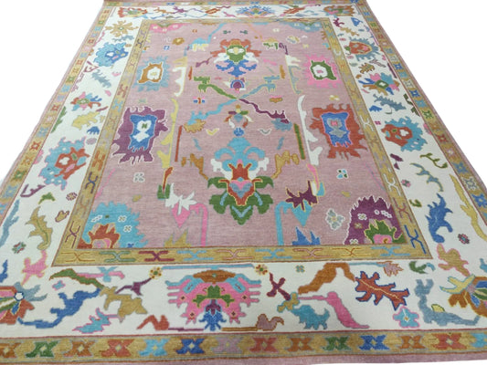 Mirabella Vibrant Pink & Turquoise Floral Oushak Rug