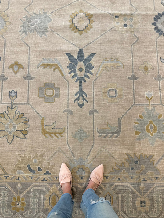 Warm Neutral Oushak Wool Rug