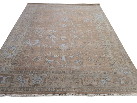 Oskar Warm Camel & Light Blue Floral Oushak Rug