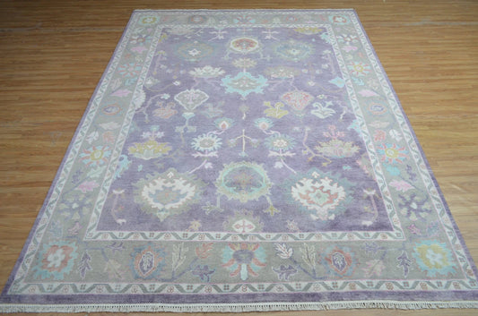 Soft Lavender & Pastel Floral Oushak Rug