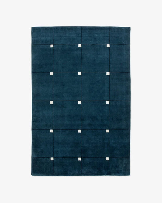 Minimalist Sapphire Grid Tufted Area Rug