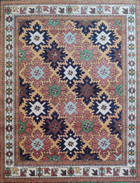 Multicolor Geometric Star Medallion Oushak Rug