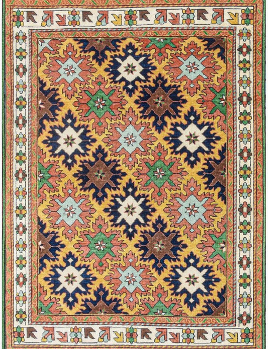 Multicolor Geometric Star Medallion Oushak Rug