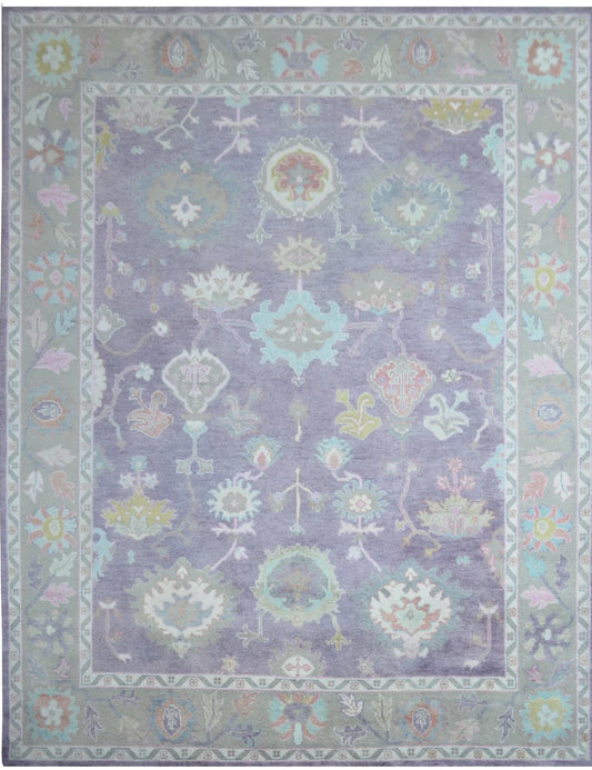 Soft Lavender & Pastel Floral Oushak Rug
