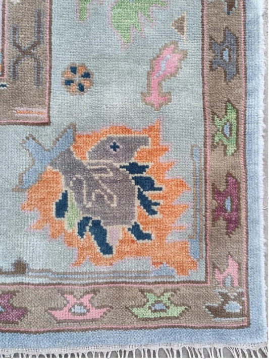 Muted Sky Blue & Pastel Pink Oushak Rug (Copy)