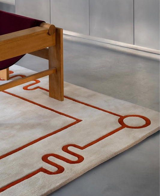 Cream Terracotta Geometric Hand Tufted Rug