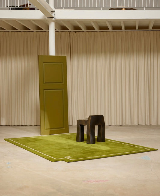 Lime Green Modern Geometric Hand Tufted Rug