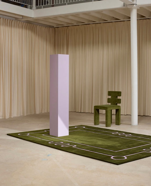 Olive Green Geometric Hand Tufted Rug