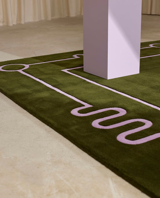 Olive Green Geometric Hand Tufted Rug