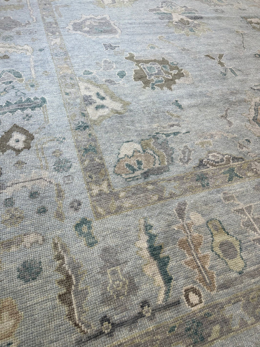 Addison Soft Sky Blue Floral Oushak Rug