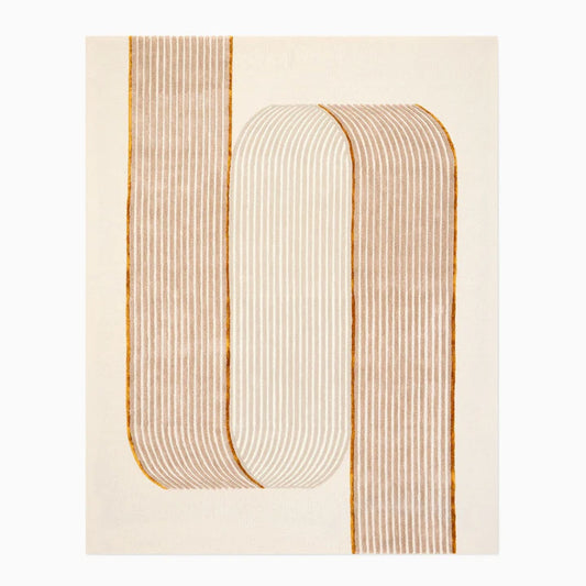 Minimalist Sand & Cream Wave Tufted Area Rug