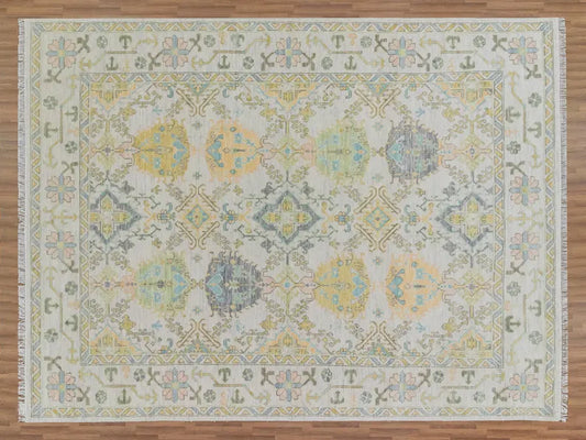 Ivory & Pastel Multicolor Traditional Oushak Rug