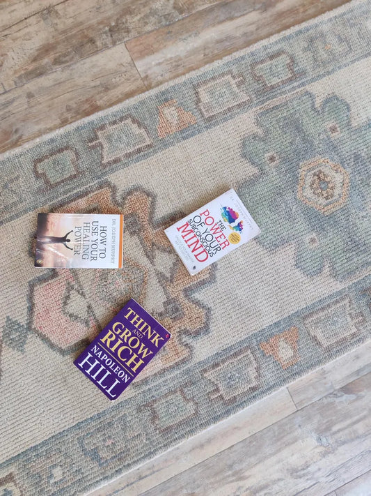 Muted Sage & Beige Medallion Stair Runner Rug