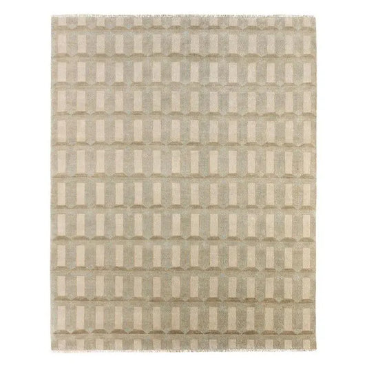 Beige & Cream Geometric Block Pattern Rug