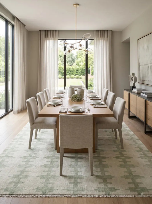 Ivory & Muted Sage Green Abstract Area Rug
