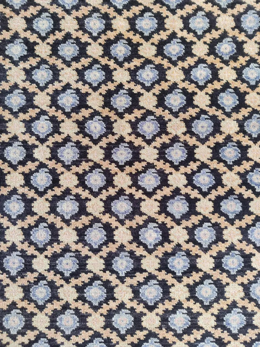 Black Blue & Beige Geometric Lattice Area Rug
