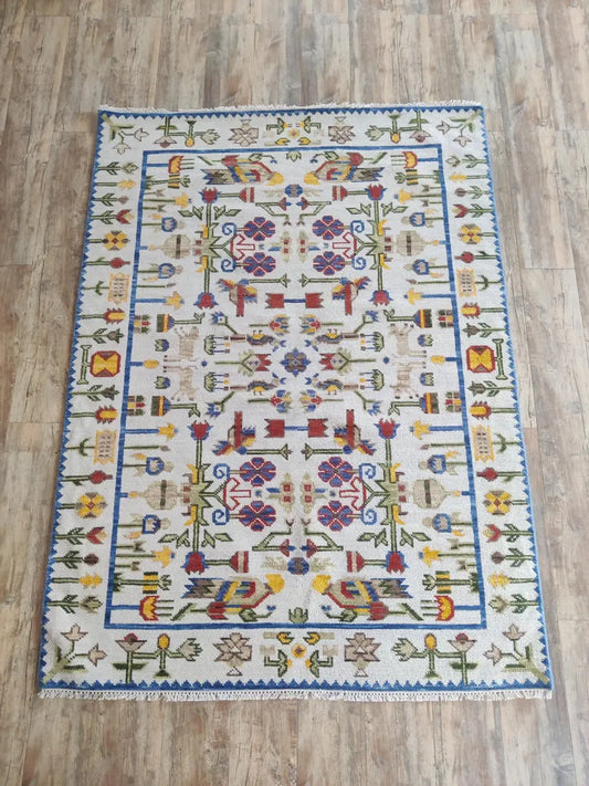 Ivory & Multi-Color Folk Botanical Area Rug