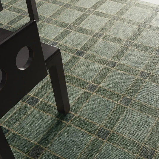 Sage Green Plaid Geometric Grid Area Rug