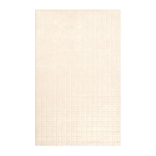 Cream Micro Checkered Relief Hand-Tufted Wool Rug
