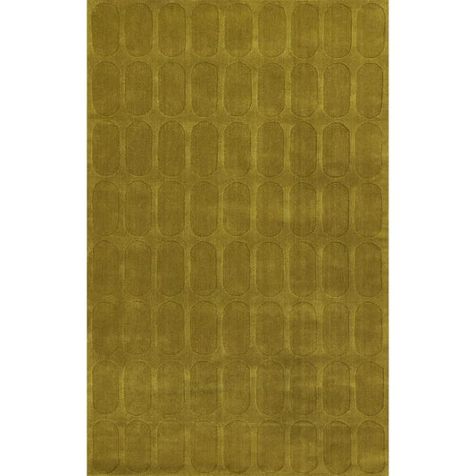 Olive Green Oval Relief Hand-Tufted Wool Rug