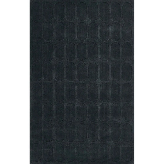 Charcoal Oval Relief Hand-Tufted Wool Rug