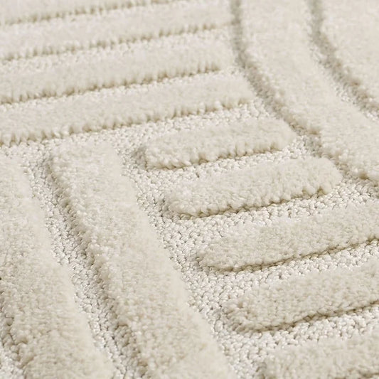 Ivory Geometric Arc Relief Hand-Tufted Wool Rug