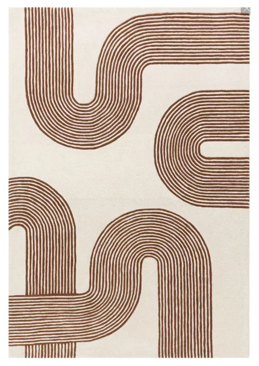 Terracotta Arc Maze Hand-Tufted Wool Rug
