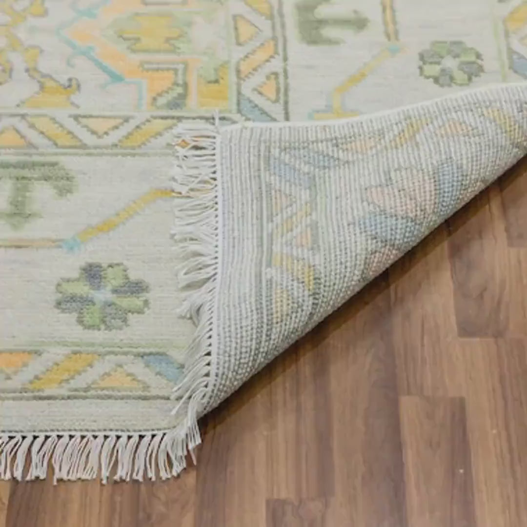 Ivory & Pastel Multicolor Traditional Oushak Rug
