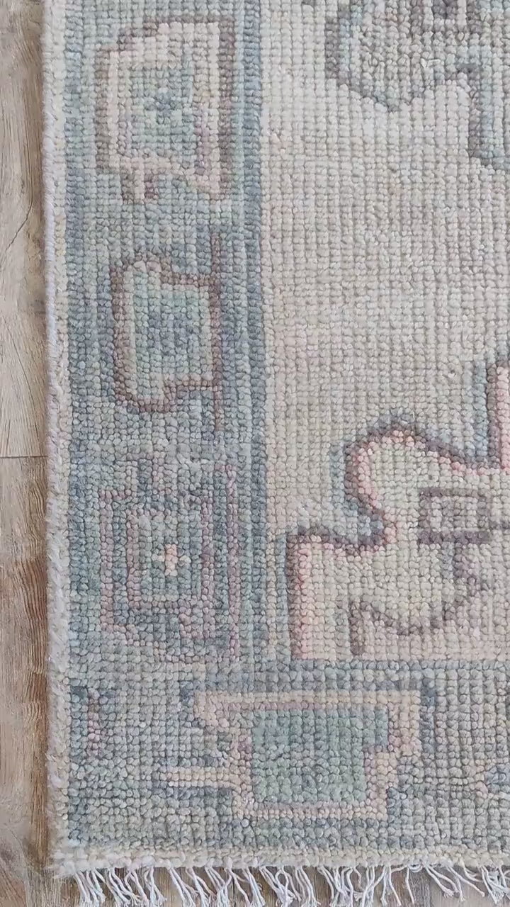 Muted Sage & Beige Medallion Stair Runner Rug