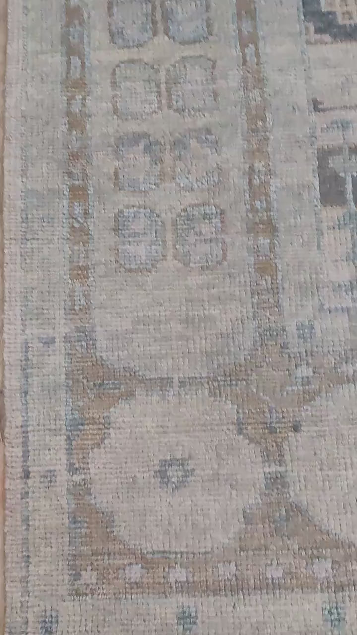 Muted Sage Green & Beige Medallion Oushak Rug