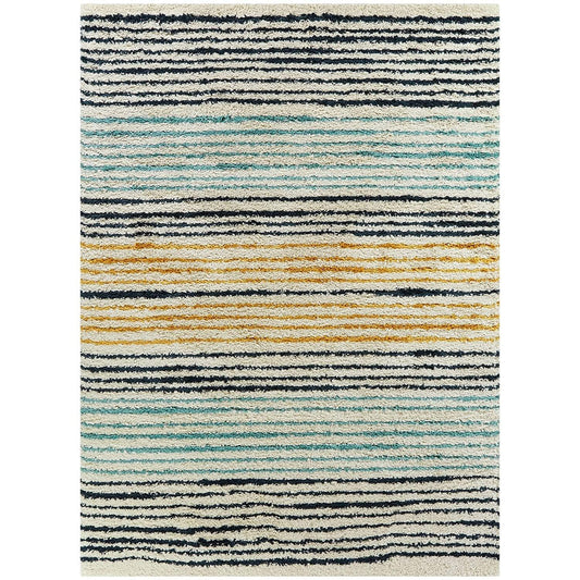 Multicolor Shaggy Modern Abstract Striped Area Rug