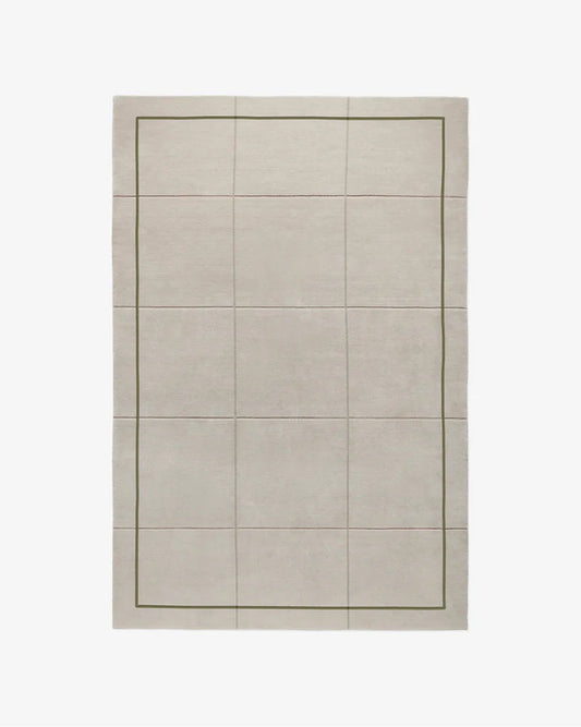 Linear Frame Ivory Hand-Tufted Wool Rug